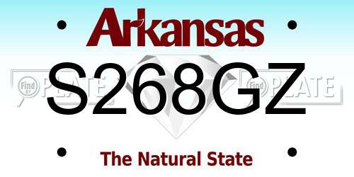 S268GZ Arkansas License Plate