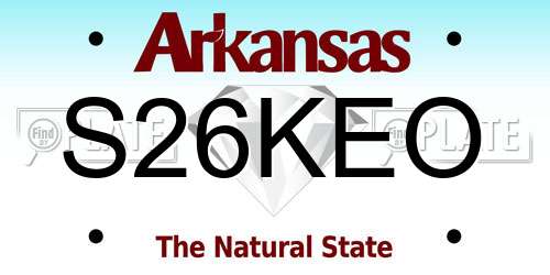 S26KEO Arkansas License Plate