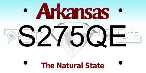 S275QE Arkansas License Plate