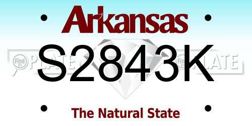 S2843K Arkansas License Plate