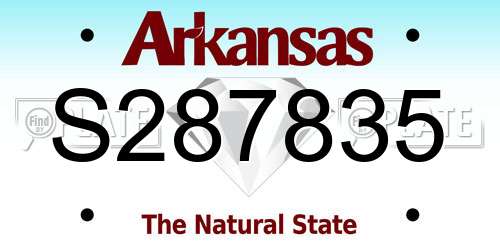 S287835 Arkansas License Plate