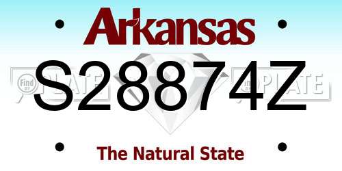 S28874Z Arkansas License Plate