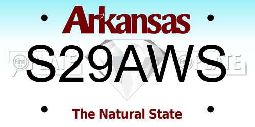 S29AWS Arkansas License Plate