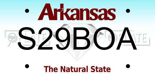 S29BOA Arkansas License Plate