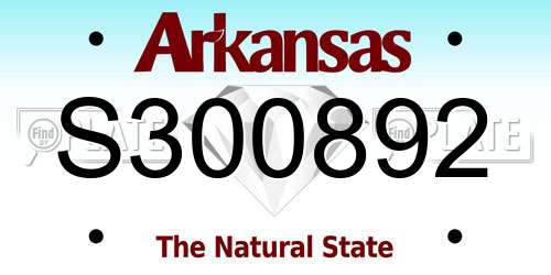 S300892 Arkansas License Plate