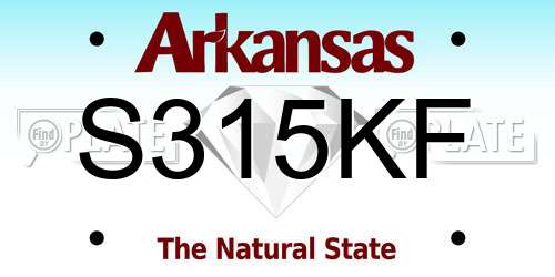 S315KF Arkansas License Plate