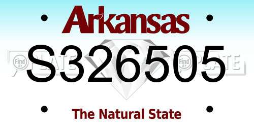 S326505 Arkansas License Plate