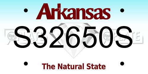 S32650S Arkansas License Plate