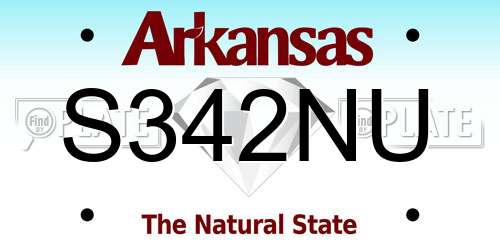 S342NU Arkansas License Plate