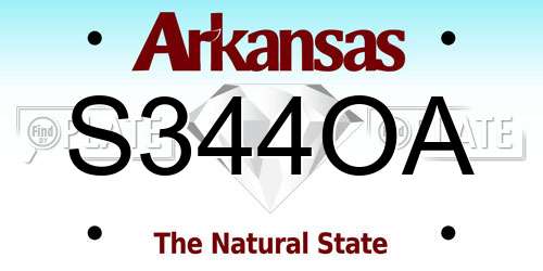 S344OA Arkansas License Plate