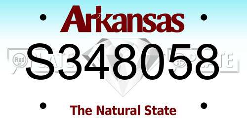 S348058 Arkansas License Plate