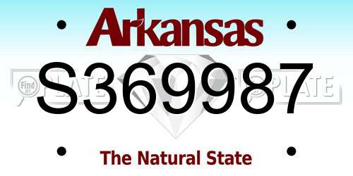 S369987 Arkansas License Plate