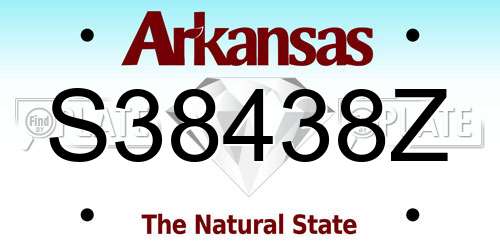 S38438Z Arkansas License Plate
