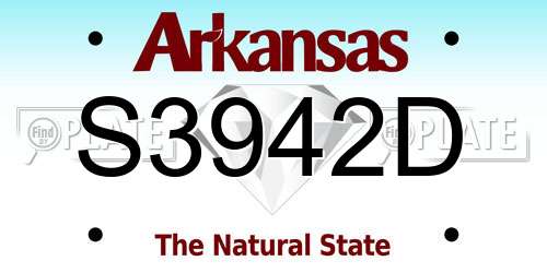 S3942D Arkansas License Plate