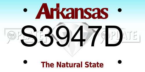 S3947D Arkansas License Plate