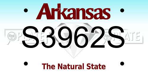 S3962S Arkansas License Plate