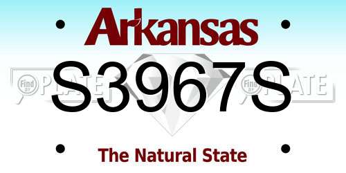 S3967S Arkansas License Plate