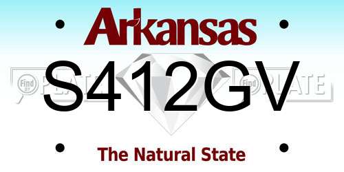 S412GV Arkansas License Plate