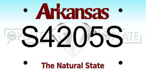 S4205S Arkansas License Plate