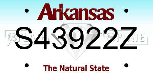 S43922Z Arkansas License Plate