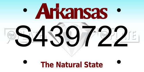 S439722 Arkansas License Plate