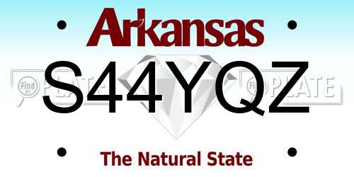 S44YQZ Arkansas License Plate