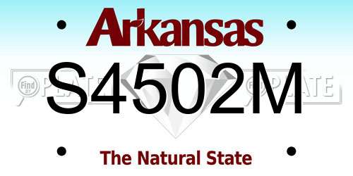 S4502M Arkansas License Plate