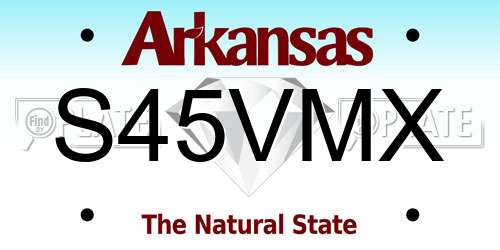 S45VMX Arkansas License Plate