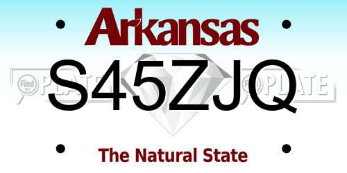 S45ZJQ Arkansas License Plate