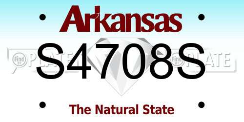 S4708S Arkansas License Plate