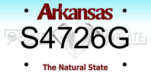 S4726G Arkansas License Plate