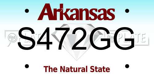 S472GG Arkansas License Plate