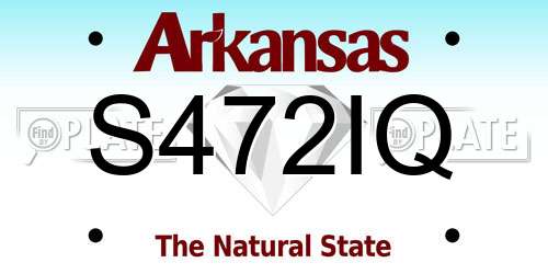 S472IQ Arkansas License Plate