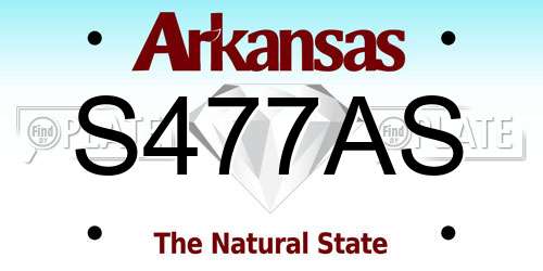 S477AS Arkansas License Plate
