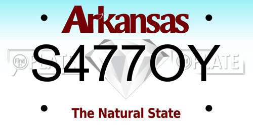 S477OY Arkansas License Plate