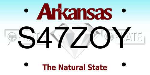 S47ZOY Arkansas License Plate