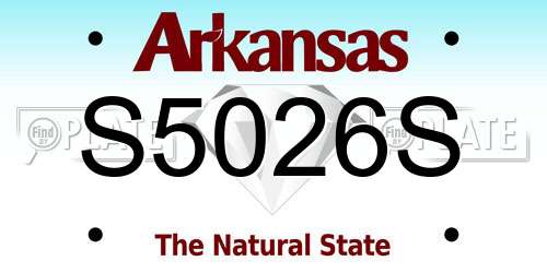 S5026S Arkansas License Plate
