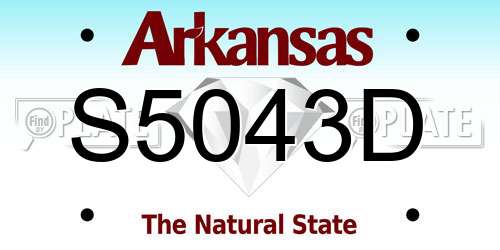 S5043D Arkansas License Plate