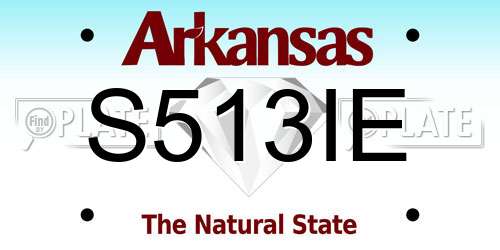 S513IE Arkansas License Plate
