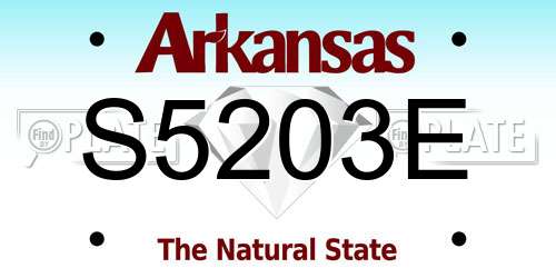 S5203E Arkansas License Plate