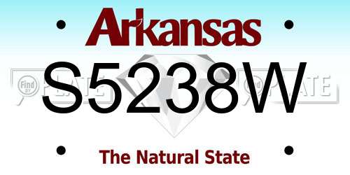 S5238W Arkansas License Plate