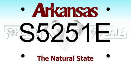 S5251E Arkansas License Plate