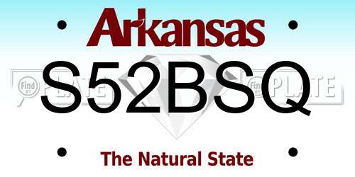 S52BSQ Arkansas License Plate