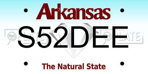 S52DEE Arkansas License Plate