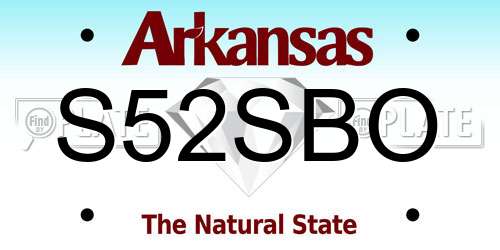 S52SBO Arkansas License Plate