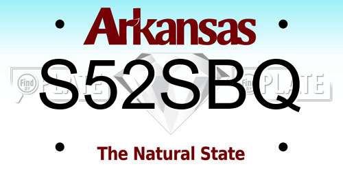 S52SBQ Arkansas License Plate