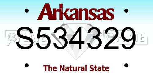 S534329 Arkansas License Plate