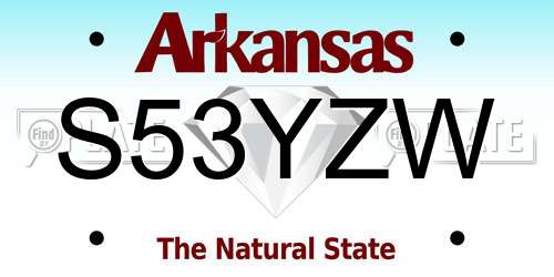 S53YZW Arkansas License Plate