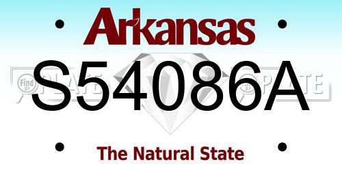 S54086A Arkansas License Plate