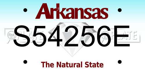 S54256E Arkansas License Plate